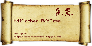 Hörcher Rózsa névjegykártya